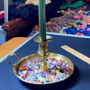 Large Brass Vintage Candle stick holder witchy cottage core vibes